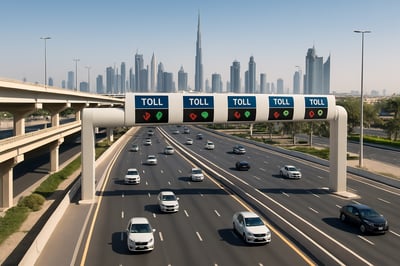 Modern toll road system in Dubai with smooth traffic flow